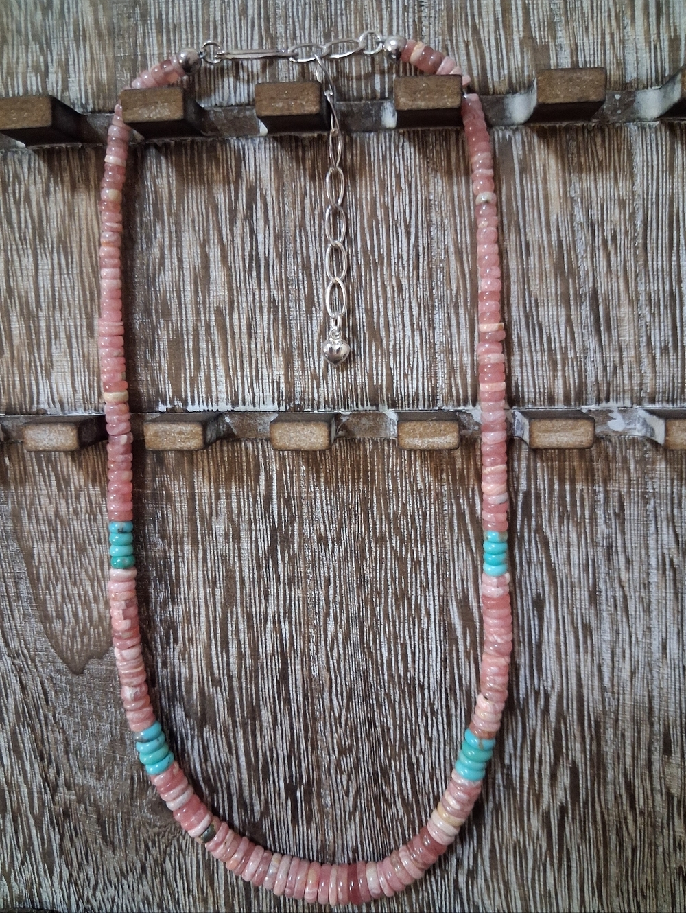 Jay King Mine Finds DTR .925 Rhodochrosite With Turquoise Disc Bead Necklace